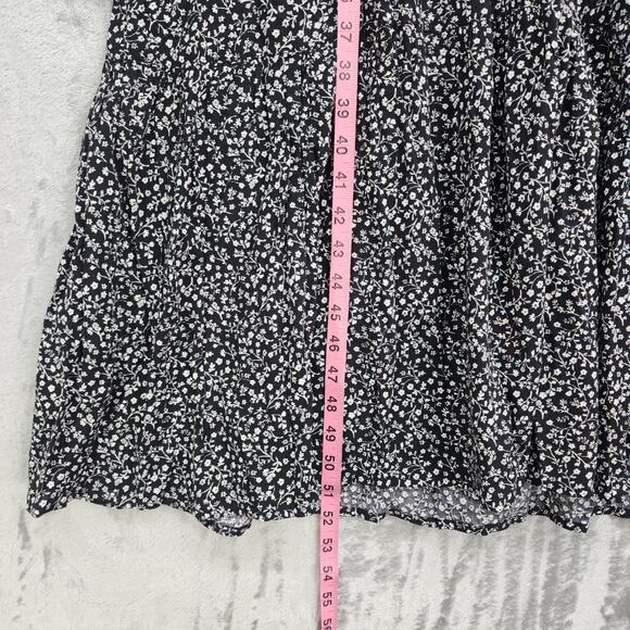 Old Navy Dress Womens XL Black White Floral-Print Puff-Sleeve All-Day Maxi Swing - Picture 10 of 11